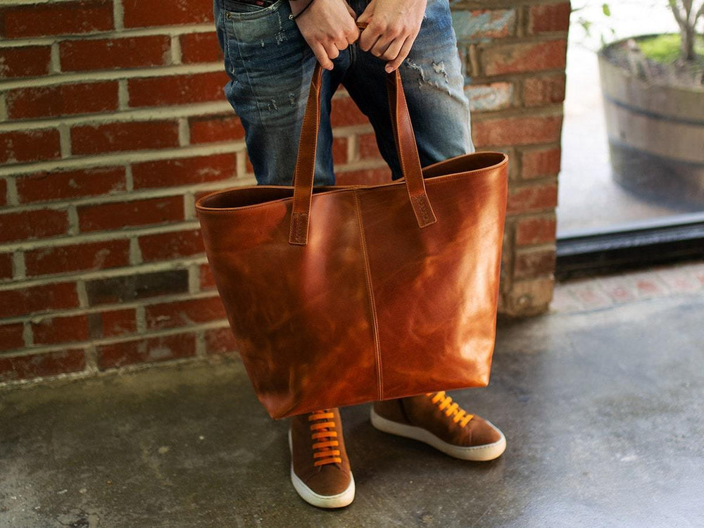 Leather Tote Bag Jess - Brown Women Bag - olpr.