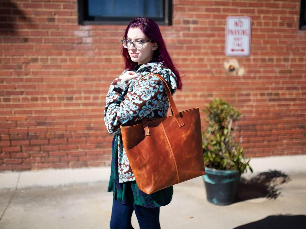 Leather Tote Bag Jess - Brown Women Bag - olpr.