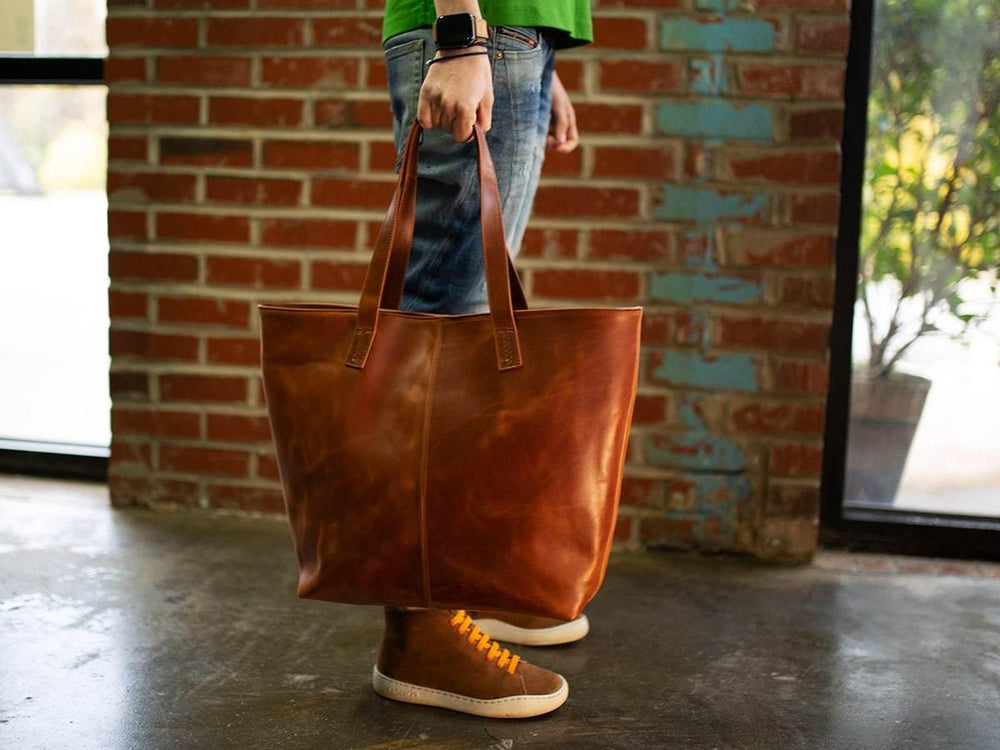 
                      
                        Leather Tote Bag Jess - Brown Women Bag - olpr.
                      
                    