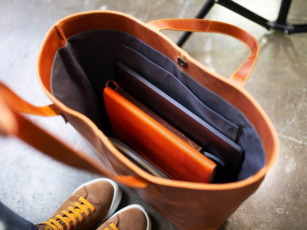 
                      
                        Leather Tote Bag Jess - Brown Women Bag - olpr.
                      
                    