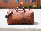 Milwaukee Leather Duffle Bag - Ginger Weekend Bag - olpr.