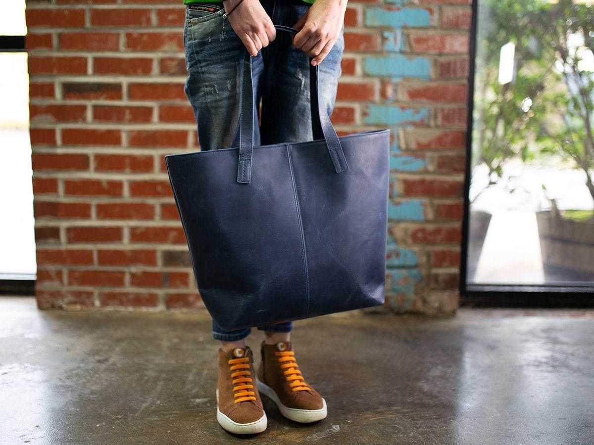 Leather Tote Bag Jess - Navy Women Bag - olpr.