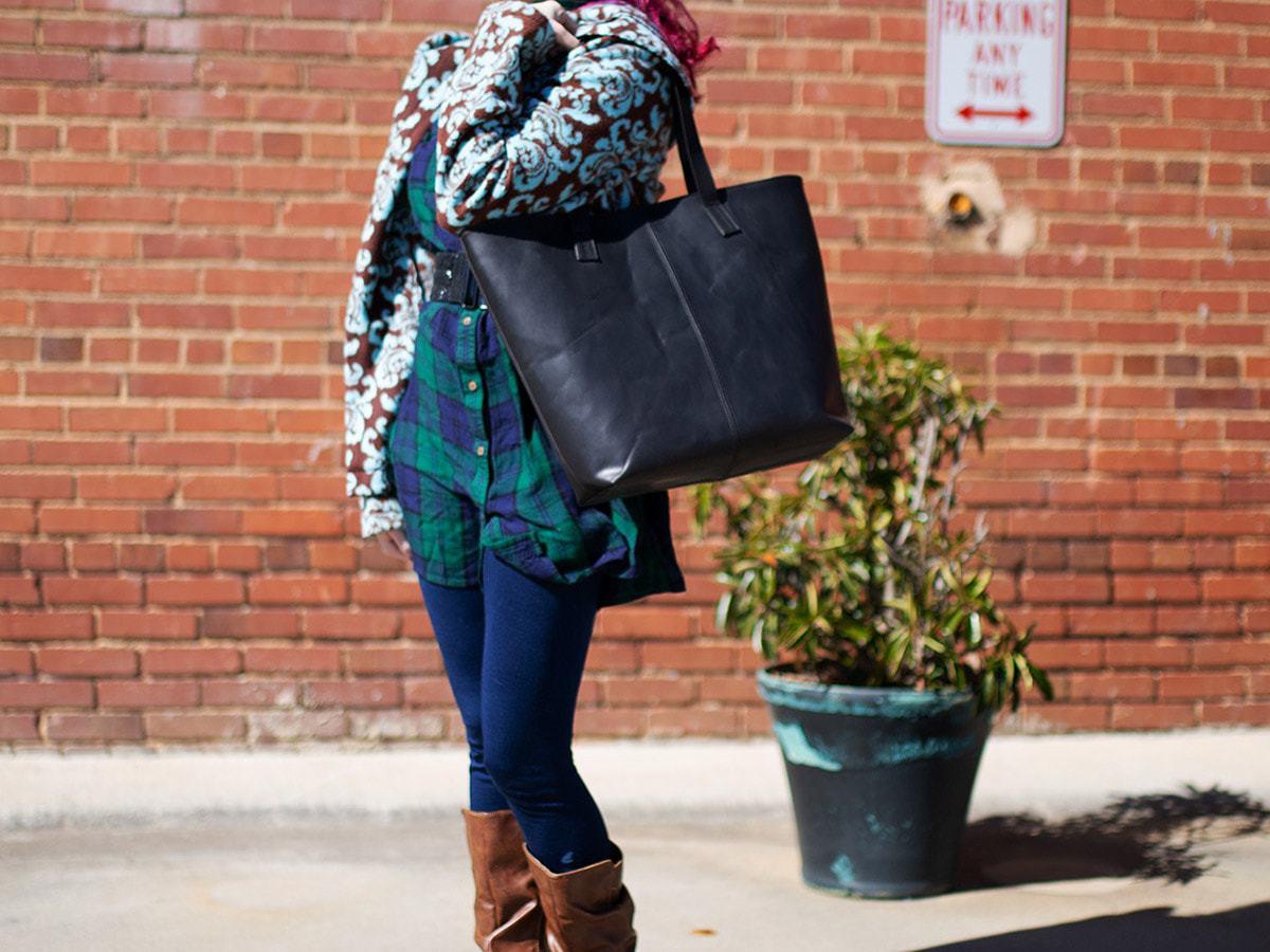 Leather Tote Bag Jess - Navy Women Bag - olpr.