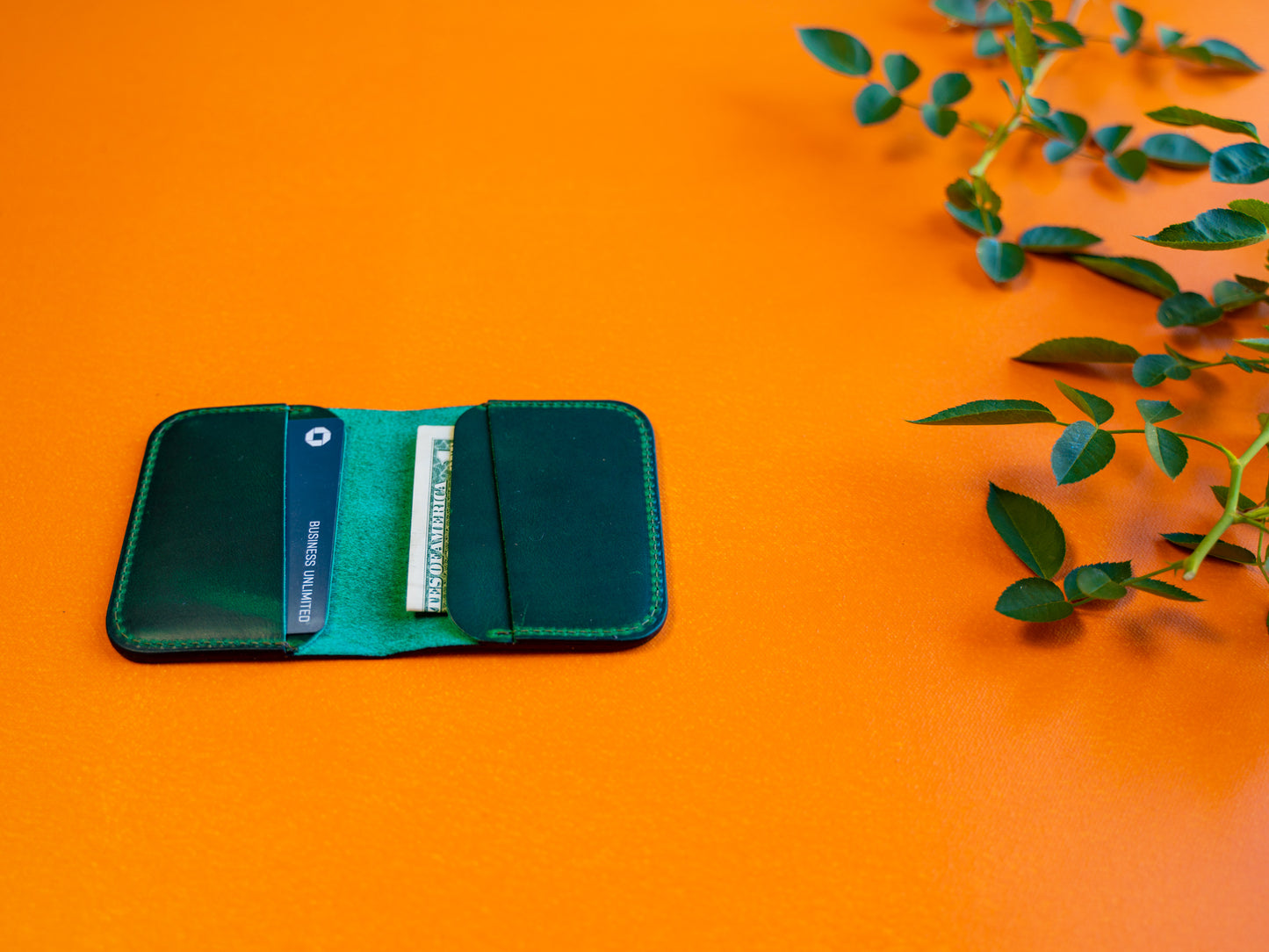 Horween Leather Bifold Minimal 2.0 Wallet - Emerald Green Wallet - olpr.