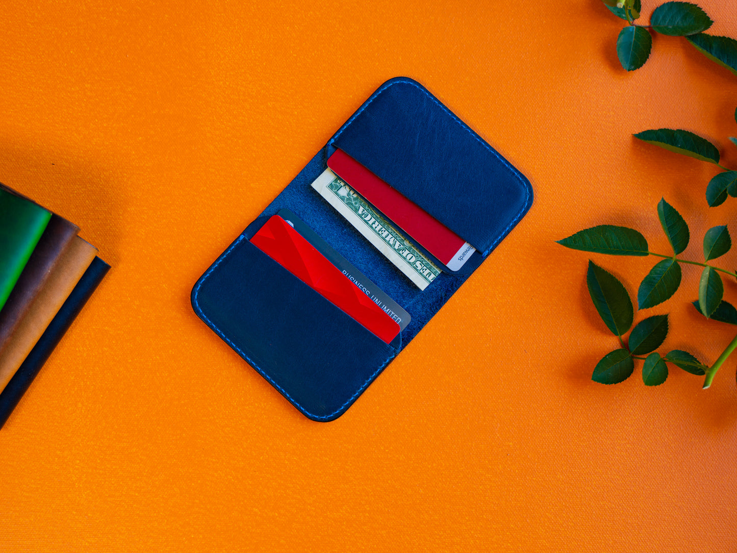 Horween Leather Bifold Minimal 2.0 Wallet - Navy Wallet - olpr.