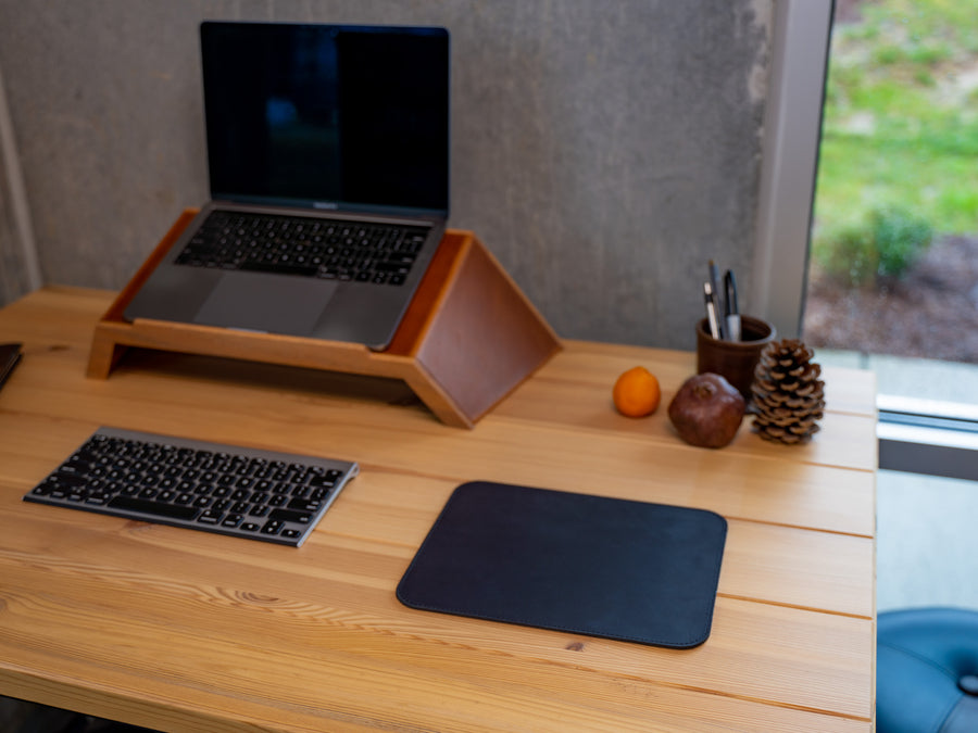 Leather Mouse Pad - Black Desk Pad - olpr.