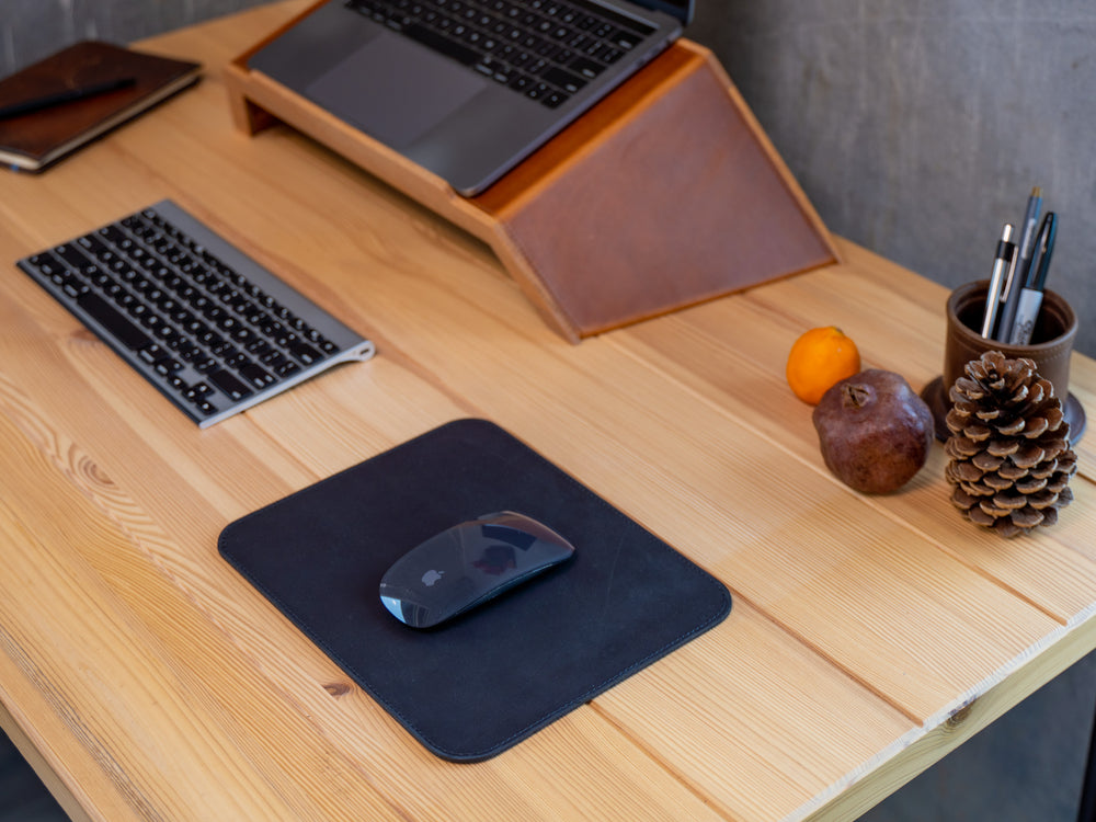 Handmade Leather Mouse Pad - Black