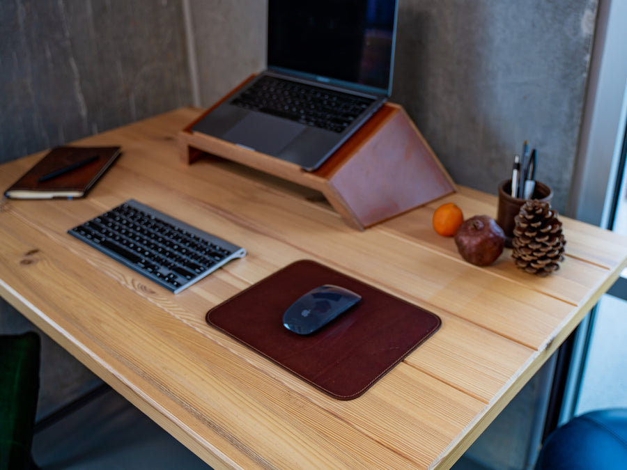 Leather Mouse Pad - Chestnut Desk Pad - olpr.