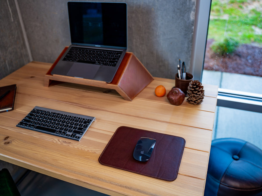 Leather Mouse Pad - Chestnut Desk Pad - olpr.