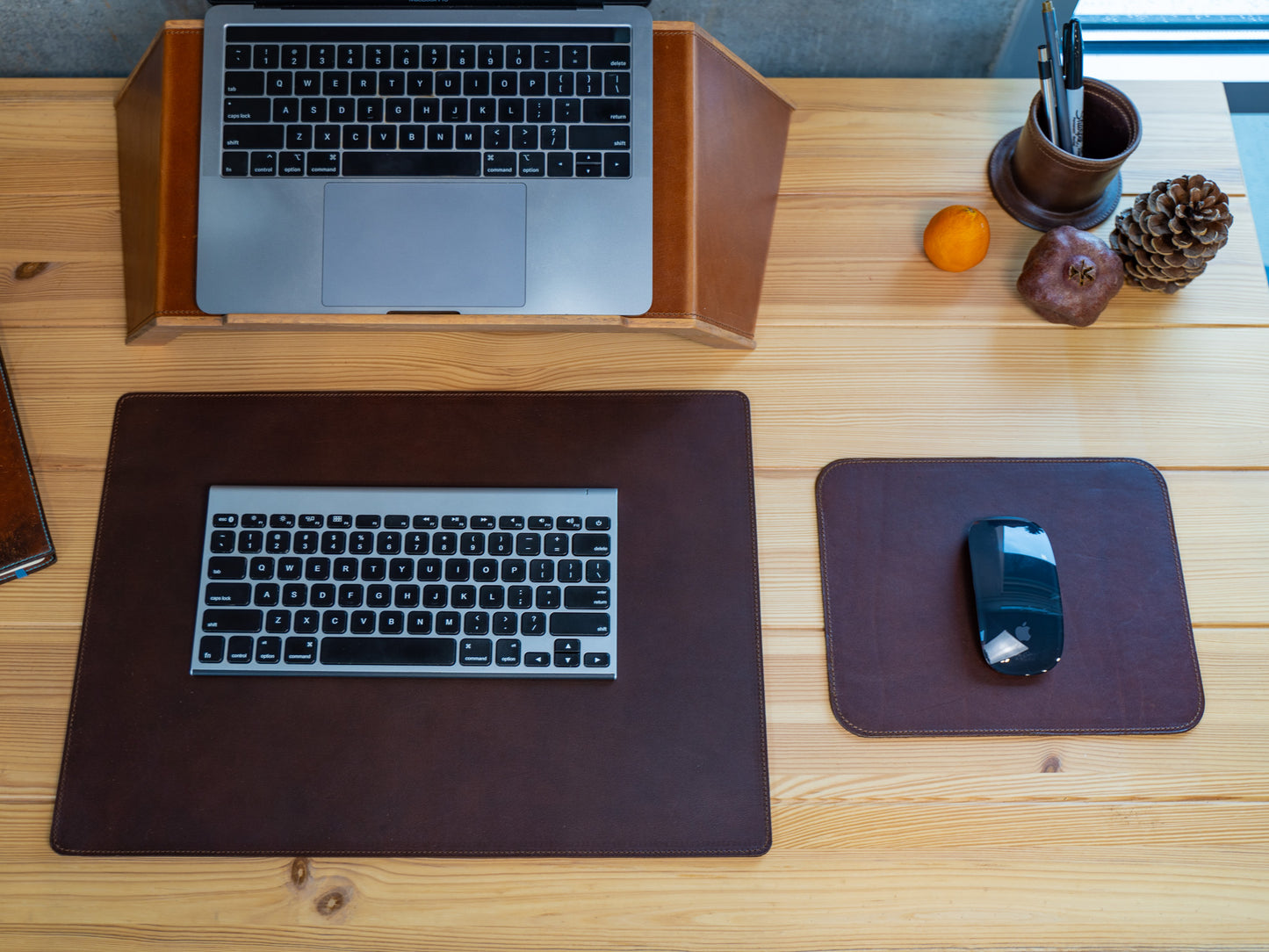 Leather Mouse Pad - Chestnut Desk Pad - olpr.