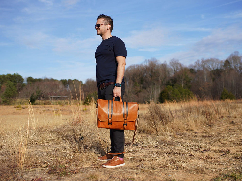 Leather Man Work Bag - Natural Briefcases - olpr.