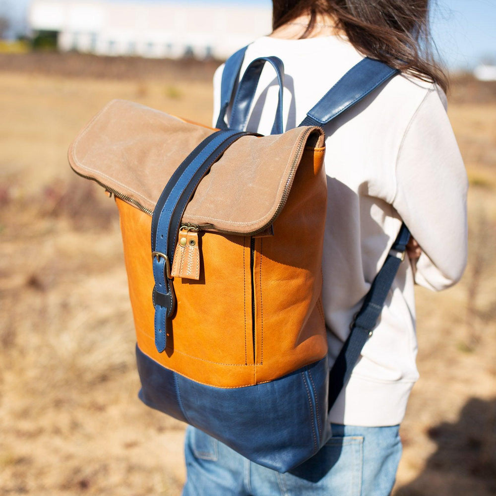 
                      
                        Zipper Rolltop Backpack Natural/Navy for Woman Backpacks - olpr.
                      
                    