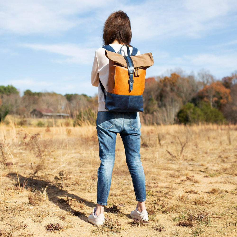 
                      
                        Zipper Rolltop Backpack Natural/Navy for Woman Backpacks - olpr.
                      
                    