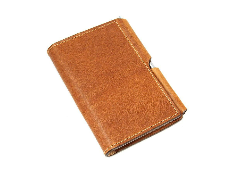 Handmade Leather Wallet - Mid Brown Single Size / 4 Initials