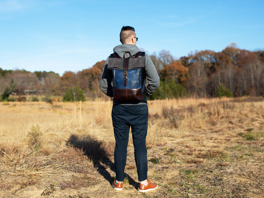 Rolltop Backpack Navy/Chestnut Backpack - olpr.