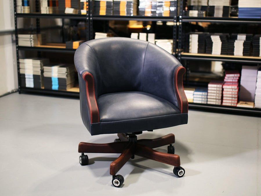 Leather Swivel Lounge Chair - Navy Chair - olpr.