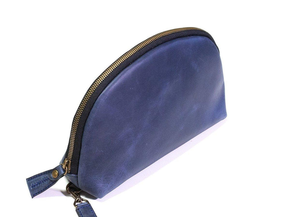 Milwaukee Leather Zipper Pouch - Navy Toiletry Bag - olpr.