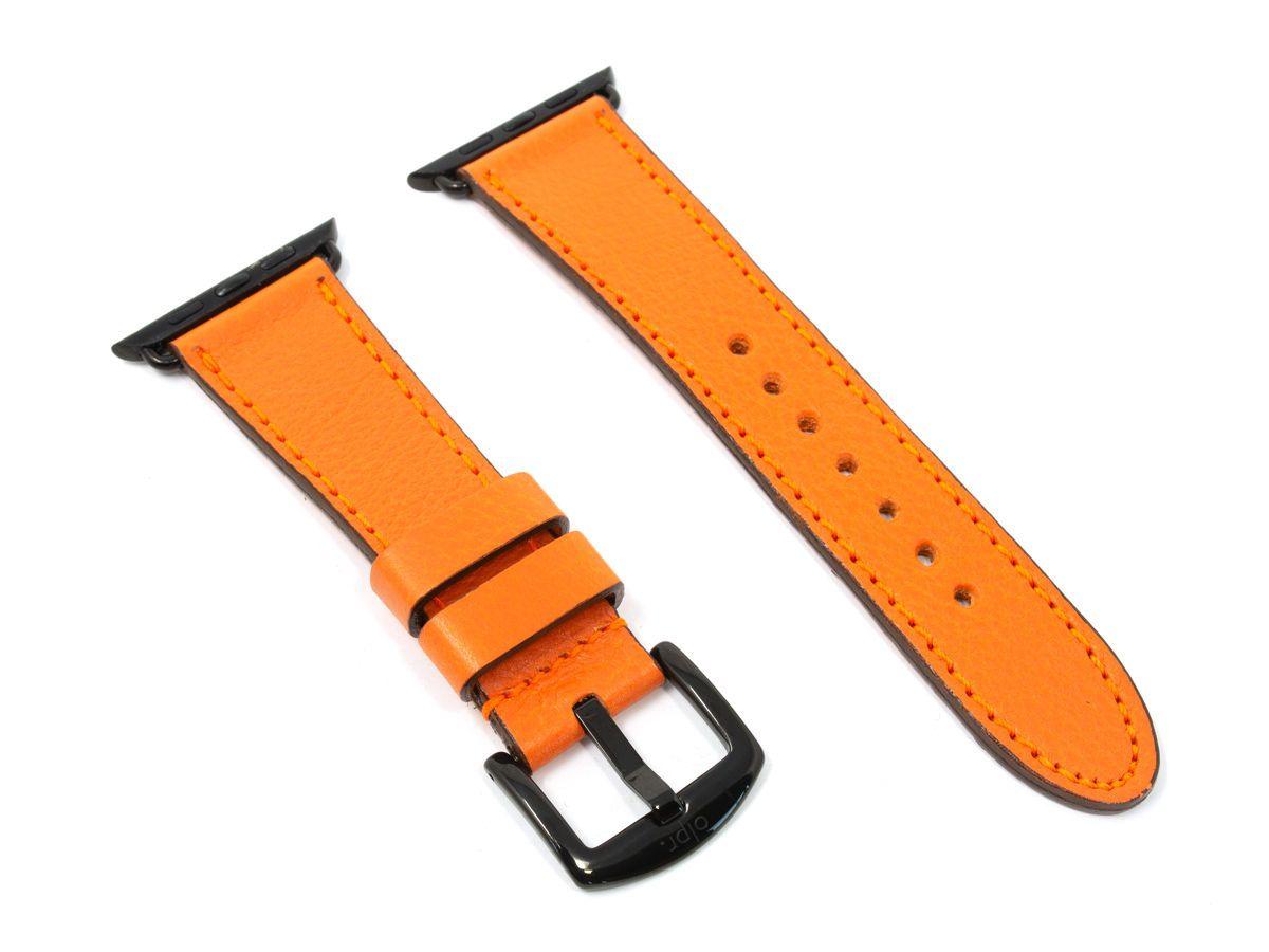 Orange Apple Watch Strap  Orange Leather Watchband – Red Monkey Los Angeles