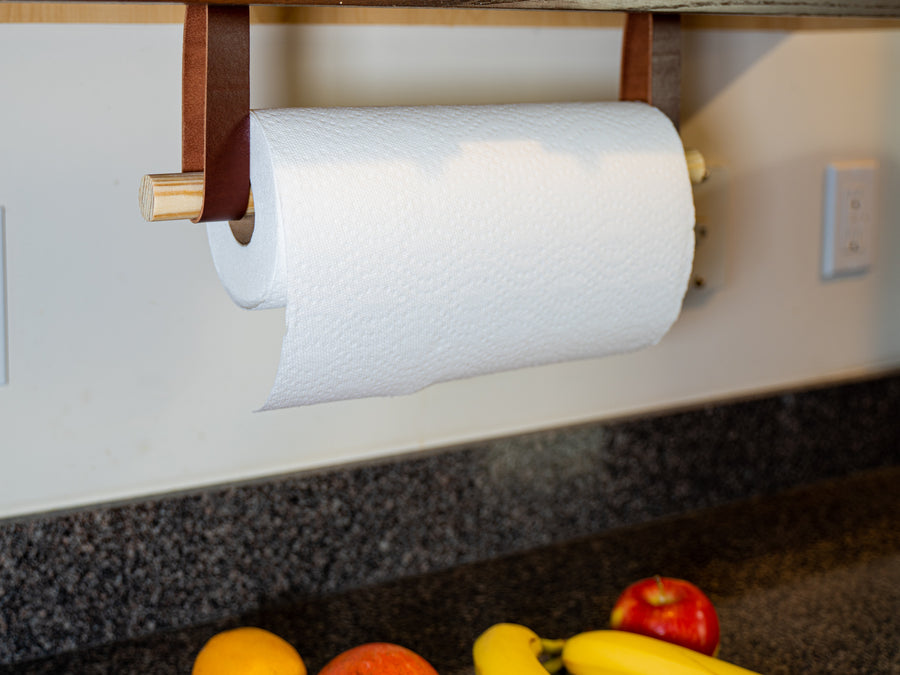 Leather Paper Towel Holder, Paper Roll Holder With Dowel, Kitchen