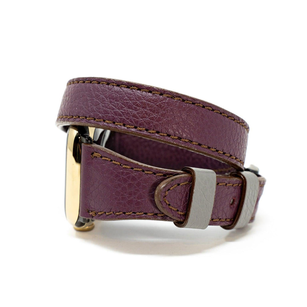 
                      
                        Petite Double Italian Leather Apple Watch Band - Plum iWatch Strap - olpr.
                      
                    