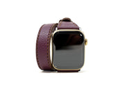 Petite Double Italian Leather Apple Watch Band - Plum iWatch Strap - olpr.