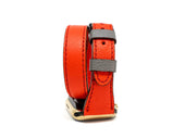 Petite Double Italian Leather Apple Watch Band - Red iWatch Strap - olpr.