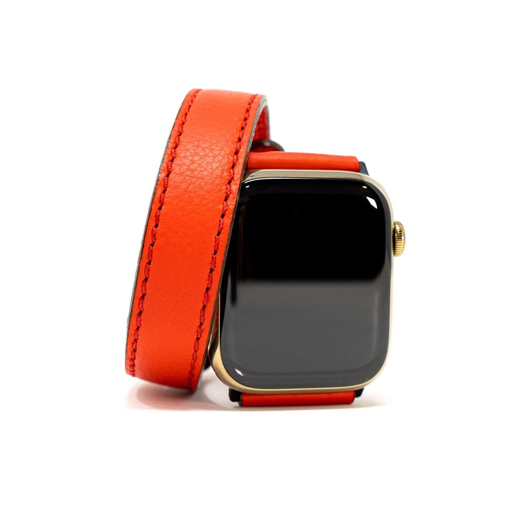 
                      
                        Petite Double Italian Leather Apple Watch Band - Red iWatch Strap - olpr.
                      
                    