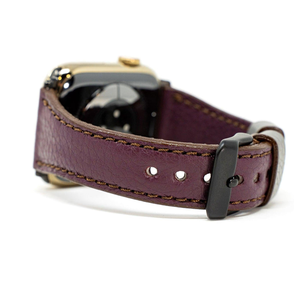 Petite Single Italian Leather Apple Watch Band - Plum iWatch Strap - olpr.