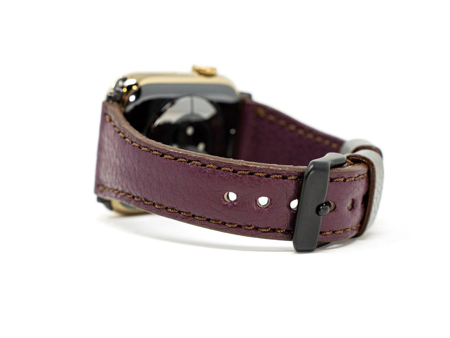 Petite Single Italian Leather Apple Watch Band - Plum iWatch Strap - olpr.