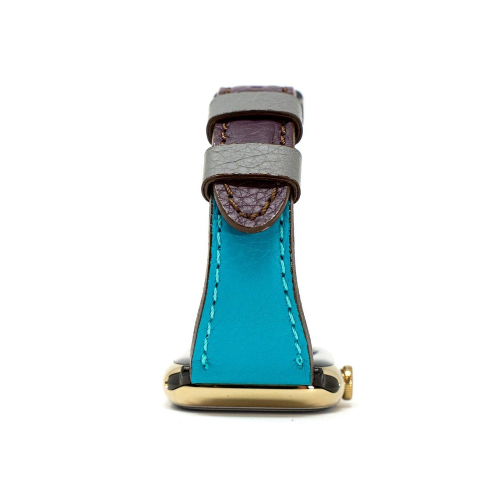 
                      
                        Petite Single Italian Leather Apple Watch Band - Plum and Turquoise iWatch Strap - olpr.
                      
                    