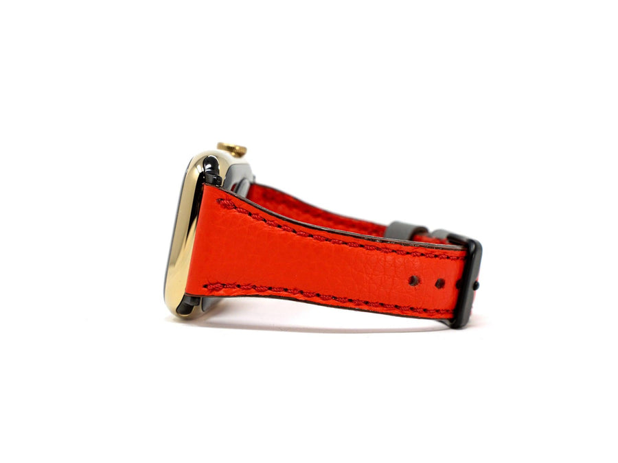 Petite Single Italian Leather Apple Watch Band - Red iWatch Strap - olpr.