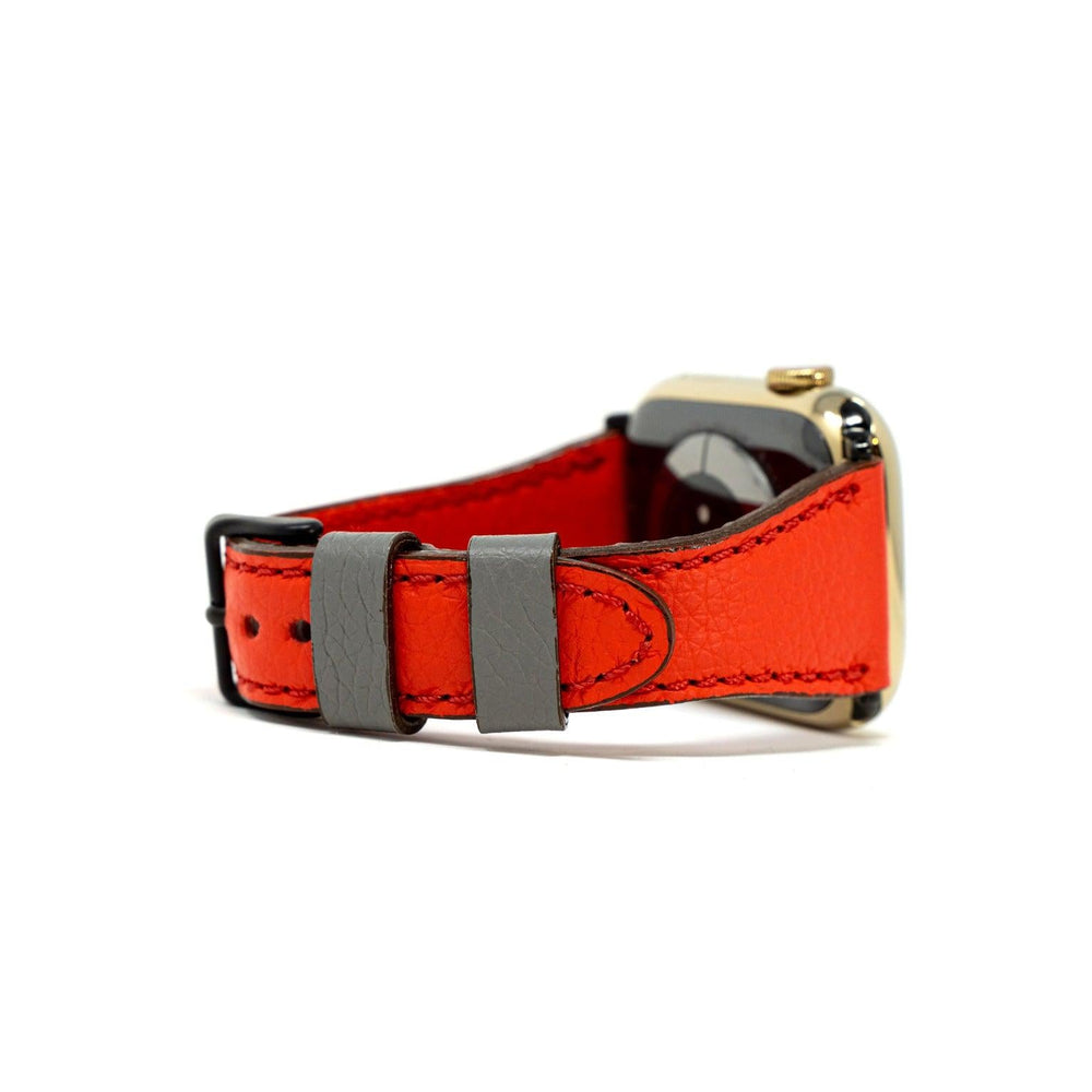 Petite Single Italian Leather Apple Watch Band - Red iWatch Strap - olpr.