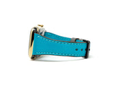 Petite Single Italian Leather Apple Watch Band - Turquoise iWatch Strap - olpr.