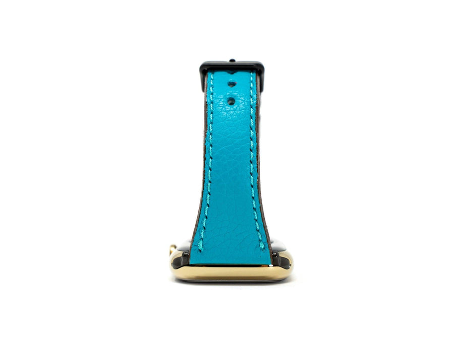 Petite Single Italian Leather Apple Watch Band - Turquoise iWatch Strap - olpr.