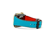 Petite Single Italian Leather Apple Watch Band - Turquoise And Red iWatch Strap - olpr.