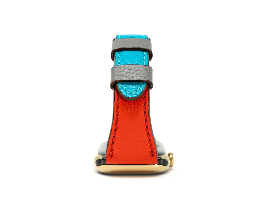 Petite Single Italian Leather Apple Watch Band - Turquoise And Red iWatch Strap - olpr.