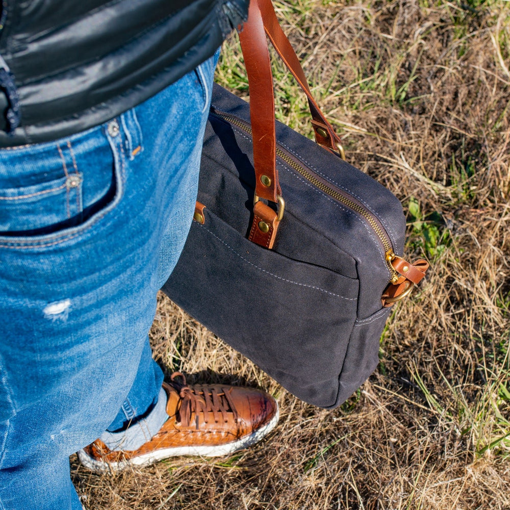
                      
                        Waxed Canvas Briefcase Randy - Charcoal Briefcase - olpr.
                      
                    