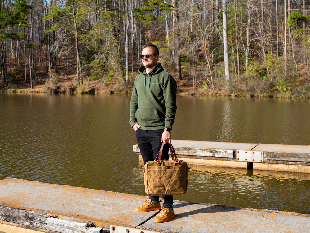 Waxed Canvas Briefcase Randy - Camel Briefcase - olpr.