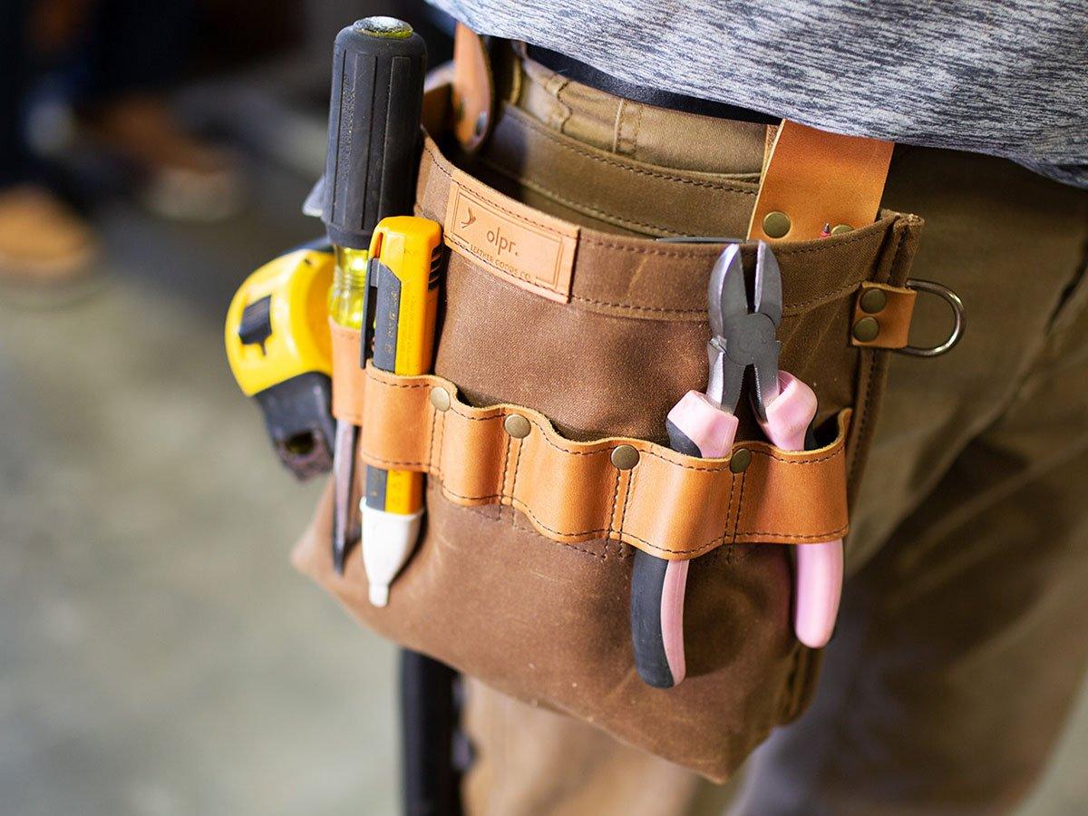 Waxed Canvas and Leather Tool Pouch - Brown Tool Pouch - olpr.