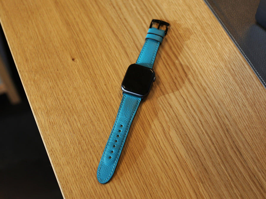 Italian Leather Apple Watch Band - Turquoise iWatch Strap - olpr.