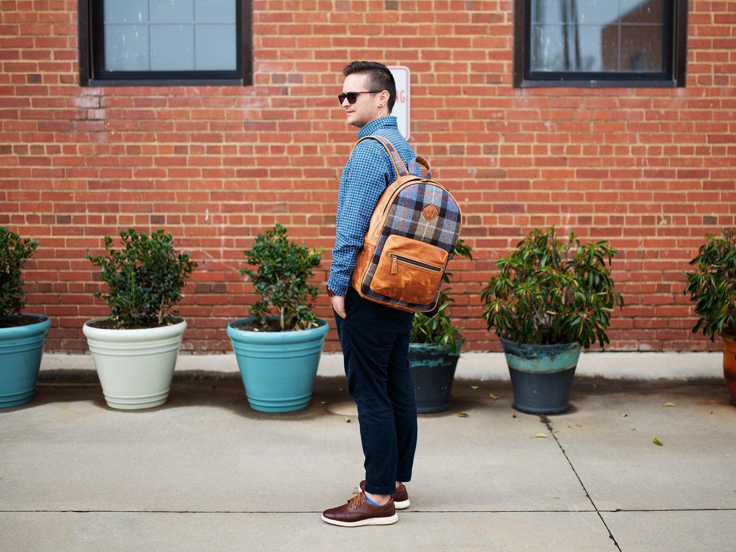 cherchbi tweed and leather backpack Harris Tweed Backpack City