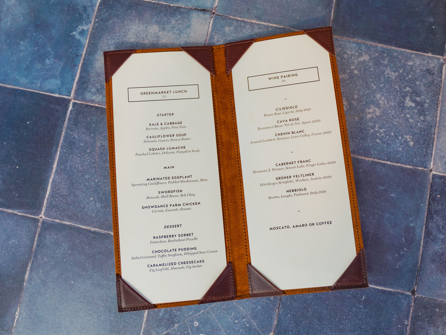 Handmade Milwaukee Bifold Menu Cover - Chestnut