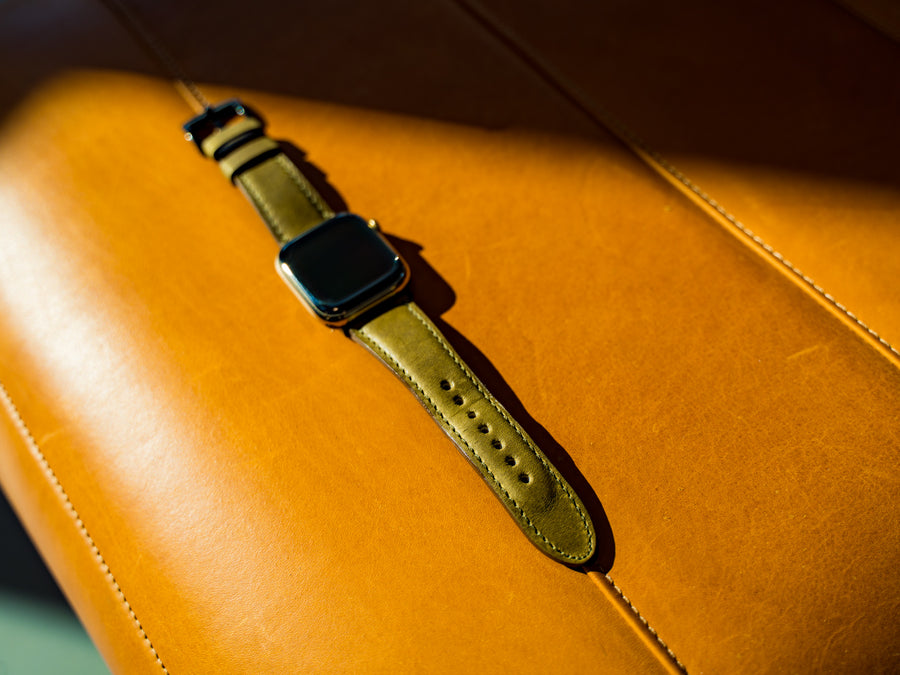 Milwaukee Leather Apple Watch Band - Olive iWatch Strap - olpr.