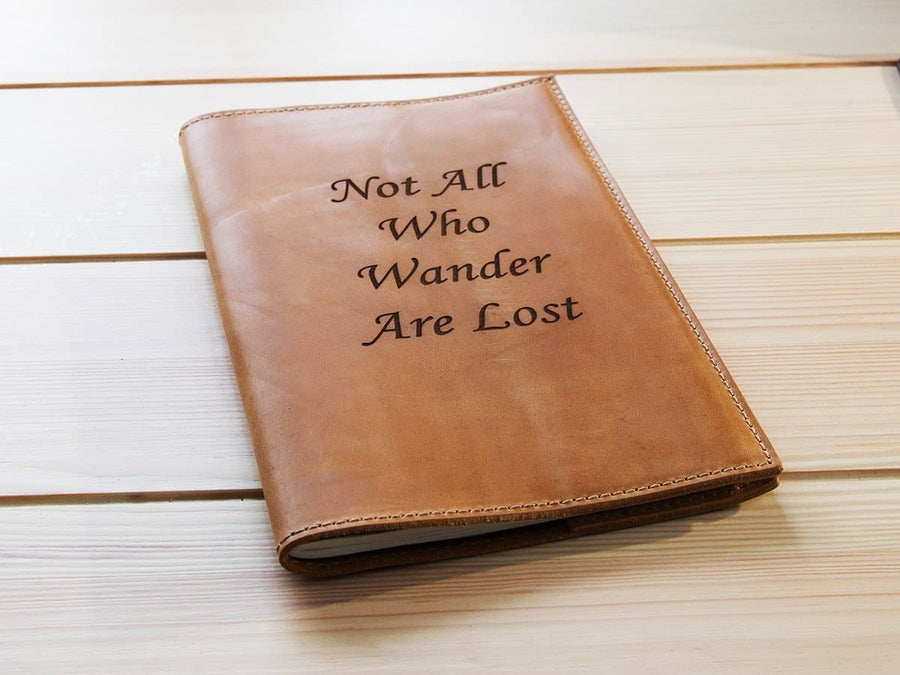 Journal With Quote (Engraved) - Natural Horween Leather Journal - olpr.