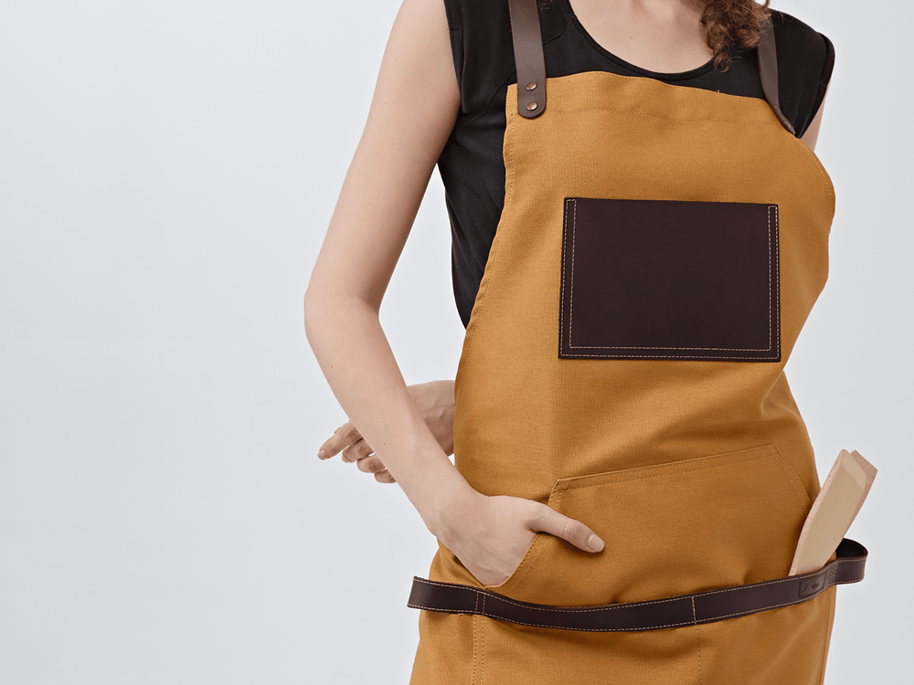 Custom Cross-Back Apron of Canvas - Amber Apron - olpr.