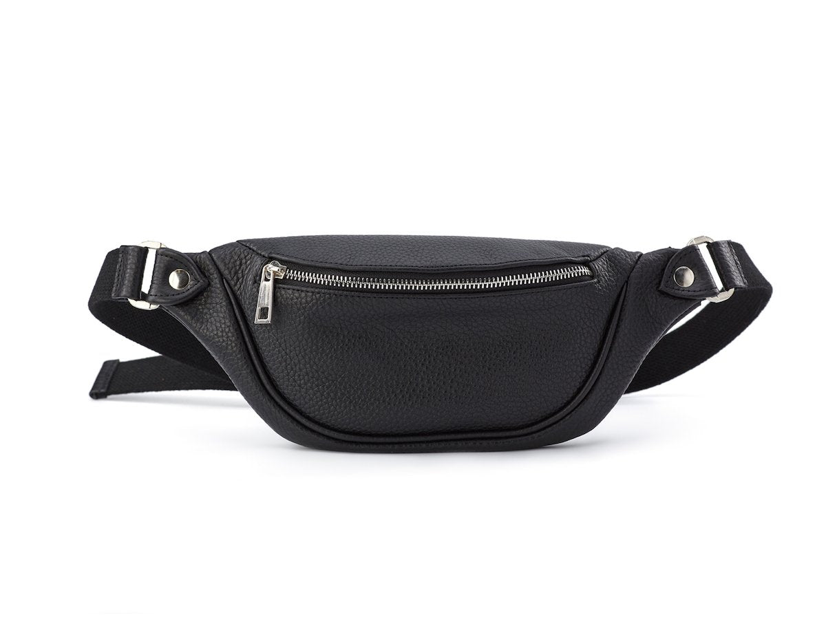 Black leather waist bag for girls college girl belt bag aesthetic waist  pouch