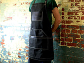 Waxed Canvas and Leather Apron - Black Apron - olpr.