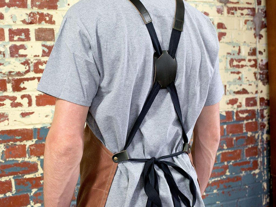 Waxed Canvas and Leather Apron - Brown Apron - olpr.