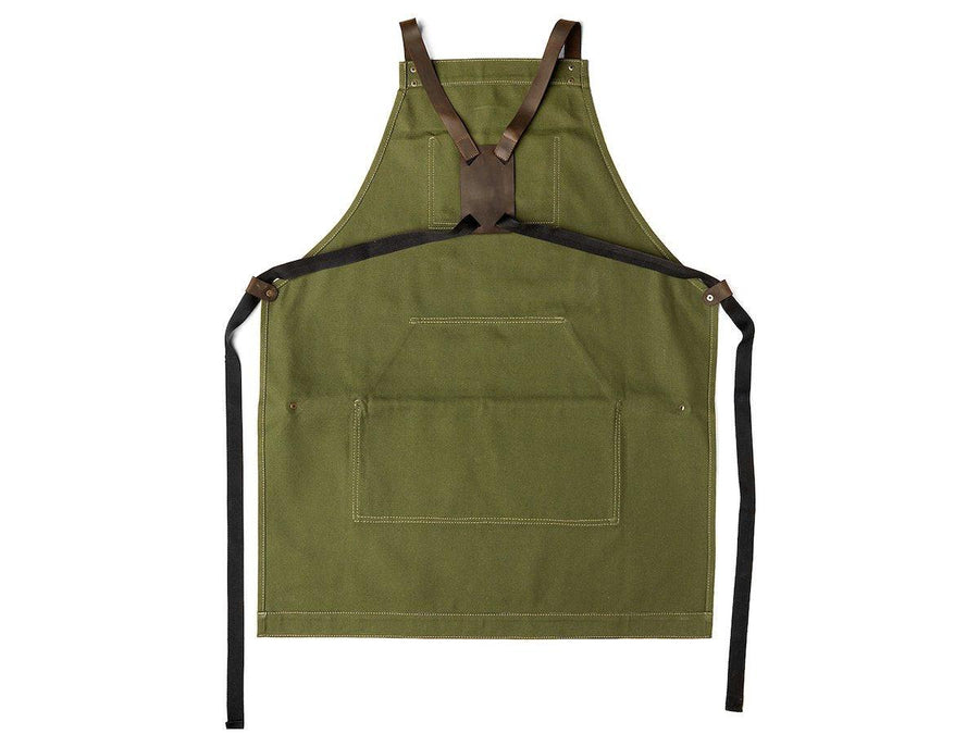Canvas and Leather Apron - Green - olpr.