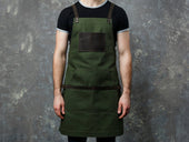 Canvas and Leather Apron - Green Apron - olpr.